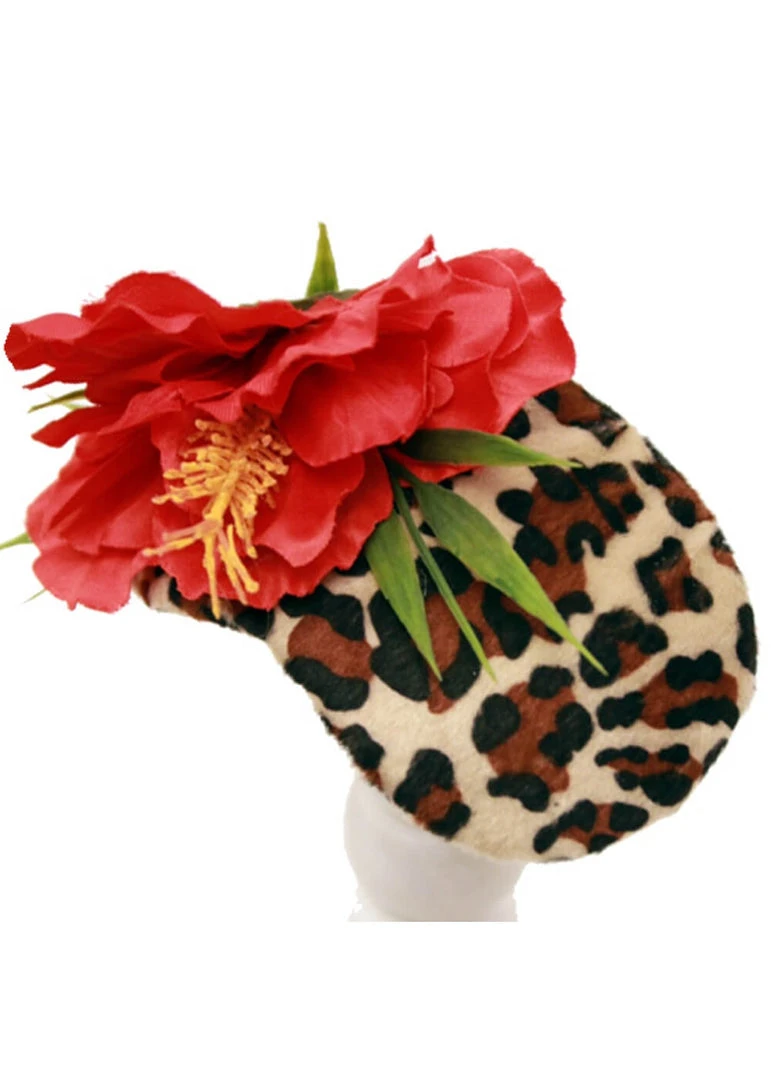 Succubus Fancy Leopard & Hibiscus Tiki Fascinator Multicolour New In