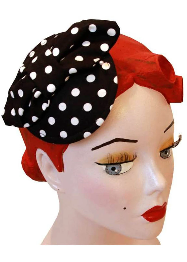 Succubus Fancy Polkadot Bow Fascinator Black