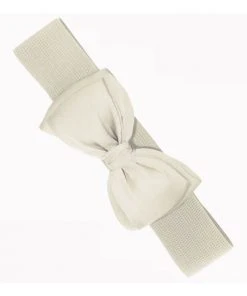 Succubus Lucy 50's Elastic Belt With Bow Ivory
