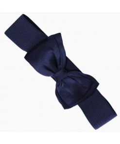 Succubus Lucy 50's Elastic Belt With Bow Navy Blue