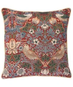 New In Tapestry Bags Morris Strawberry Thief Cushion Cover Red
