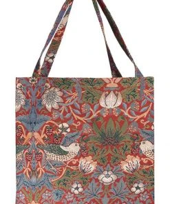 Tapestry Bags Morris Strawberry Thief Gusset Shopper Bag Red New In