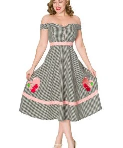Sheen New In Timeless Heartbreaker 50's Swing Dress Black White