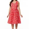 Sheen Timeless Rina Birds 50's Swing Dress Red New In