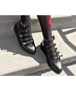 T.U.K Strappy Ballet Pointed Creepers Black