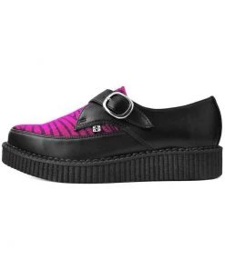 T.U.K Zebra Buckle Pointed Vegan Creepers Black Purple