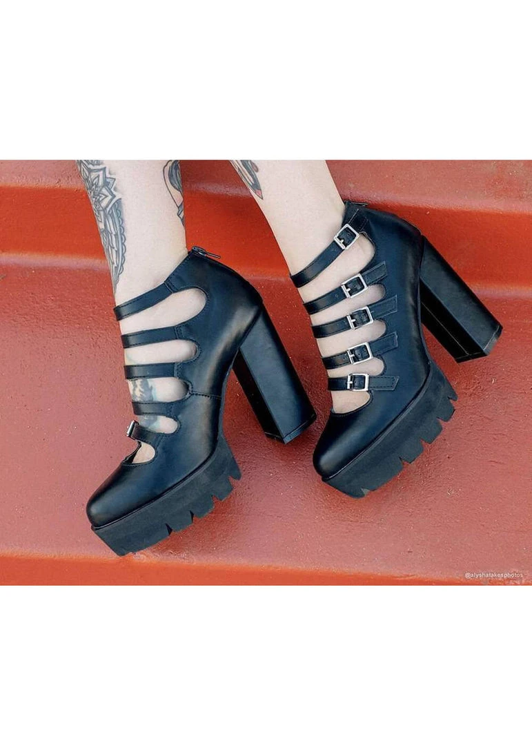 T.U.K Rockstar Platform Mary Jane Vegan Pumps Black