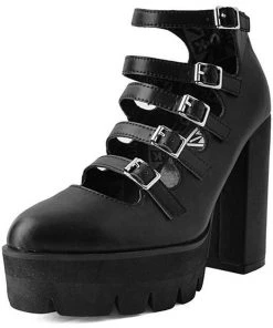 T.U.K Rockstar Platform Mary Jane Vegan Pumps Black