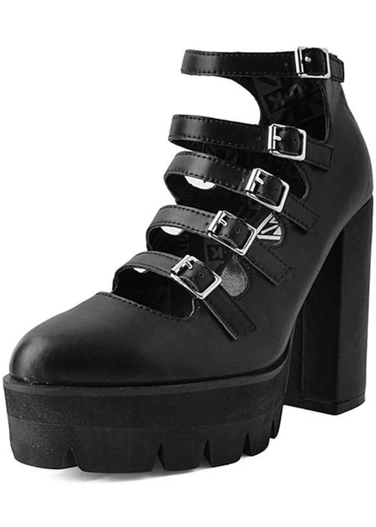 T.U.K Rockstar Platform Mary Jane Vegan Pumps Black