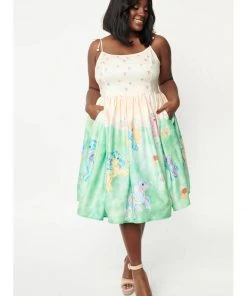 Unique Vintage X My Little Pony Bobbie 50's Swing Dress Yellow Green