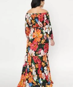 New In Unique Vintage Sweet Escape 70's Maxi Dress Black Pink