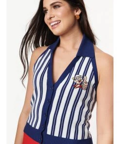 New In Unique Vintage X Popeye Sweethaven 60's Sweater Blue