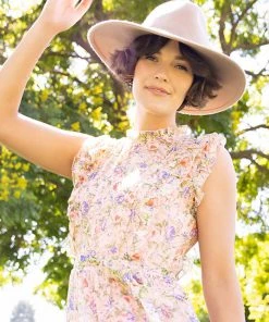 Unique Vintage Beauty Queen Floral 70's Maxi Dress Pink Pastel New In