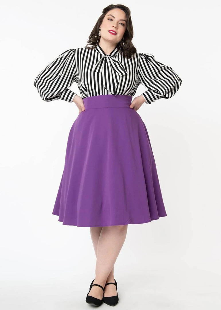 New In Unique Vintage Vivien 50's Swing Skirt Purple