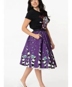 Unique Vintage X Beetlejuice Sandworm Gellar 50's Swing Skirt Purple
