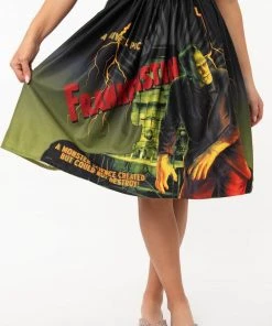 Unique Vintage X Universal Monsters Frankenstein Movie Poster 50's Swing Skirt