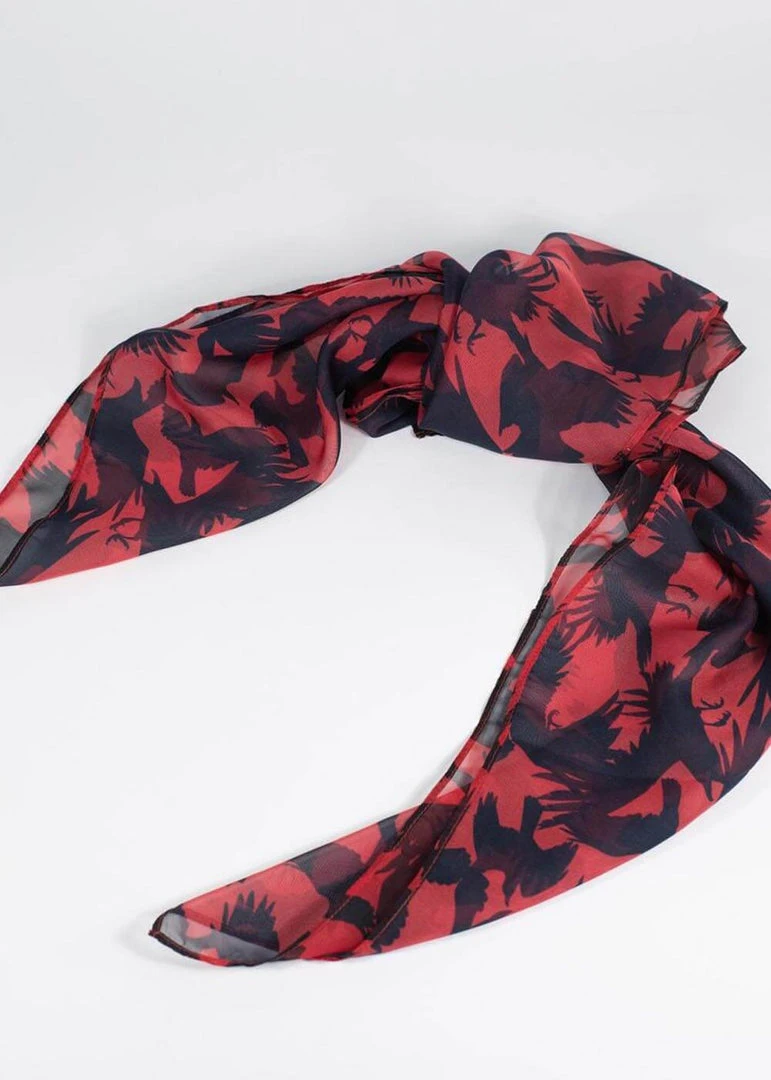 New In Unique Vintage X Hitchcock The Birds Scarf Red