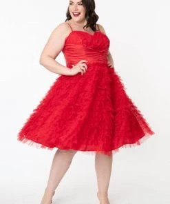 Unique Vintage Cupcake Prom 50's Dress Red