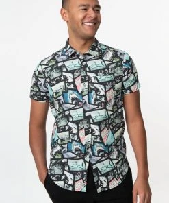 Unique Vintage X Jaws Mens Movie Clips Shirt Black New In