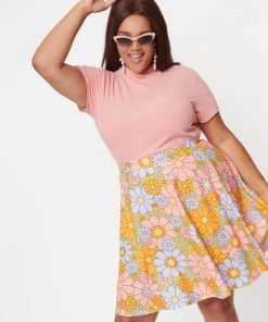 Unique Vintage Smak Parlour Sweet Talk Daisy 60's Skirt Green New In