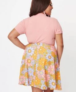 Unique Vintage Smak Parlour Sweet Talk Daisy 60's Skirt Green New In