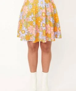 Unique Vintage Smak Parlour Sweet Talk Daisy 60's Skirt Green New In