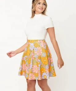 Unique Vintage Smak Parlour Sweet Talk Daisy 60's Skirt Green New In