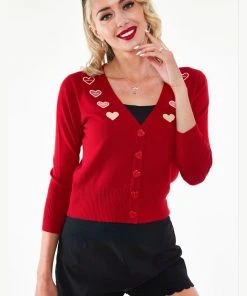 Voodoo Vixen Sweetheart 50's Cardigan Red New In