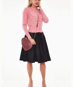 Voodoo Vixen Heart 50's Cardigan Pink New In