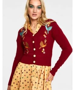 Voodoo Vixen Ginny Woodland 40's Cardigan Red