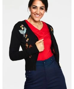 New In Voodoo Vixen Ginny Woodland 40's Cardigan Black