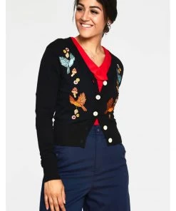 New In Voodoo Vixen Ginny Woodland 40's Cardigan Black
