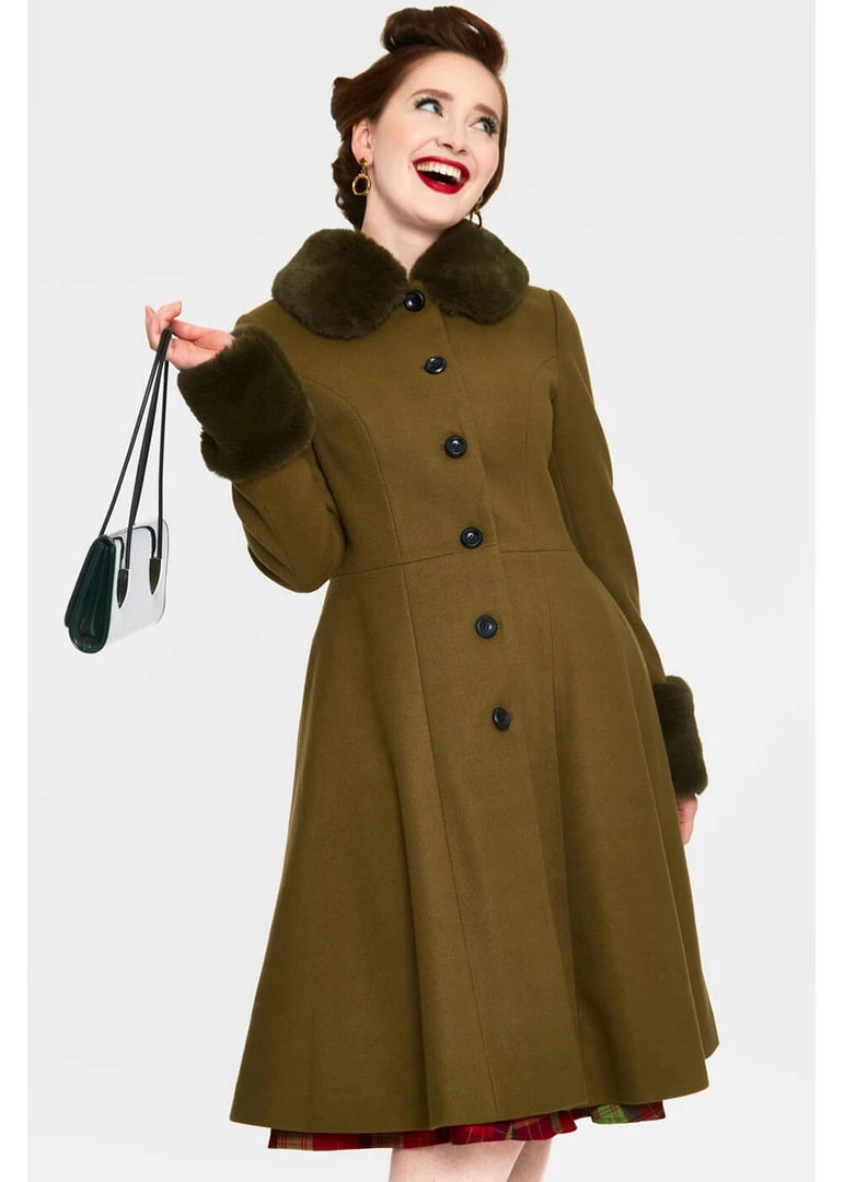 Voodoo Vixen Erin 40's Coat Olive Green