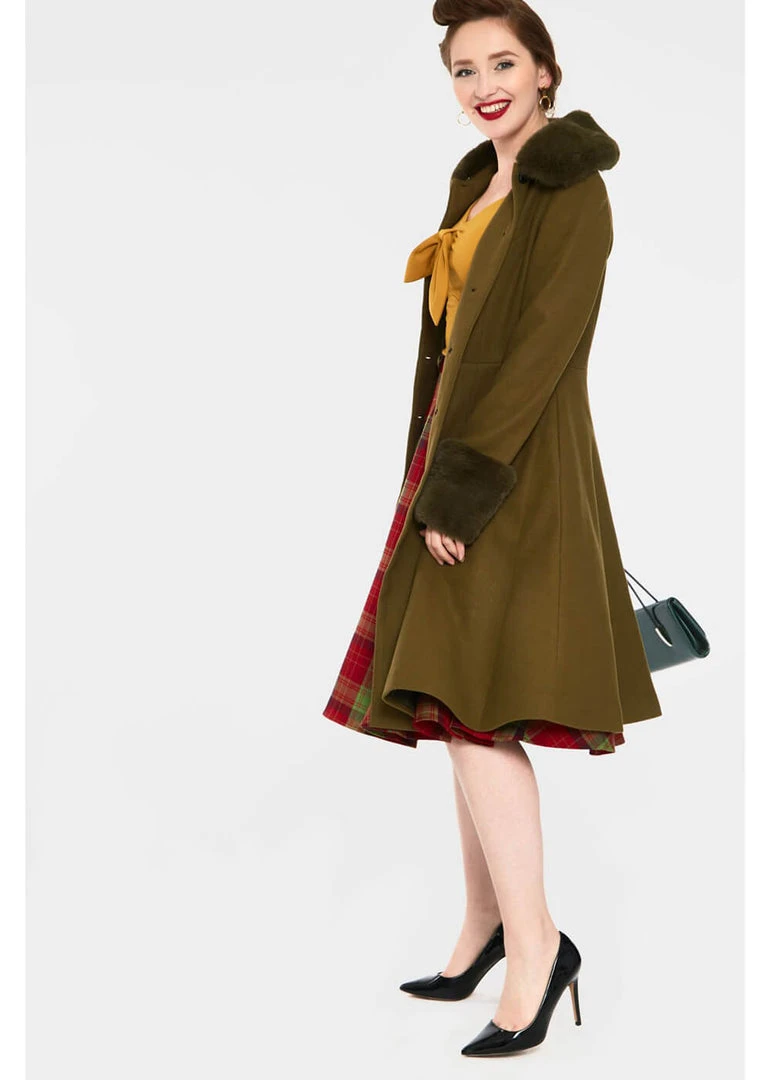Voodoo Vixen Erin 40's Coat Olive Green