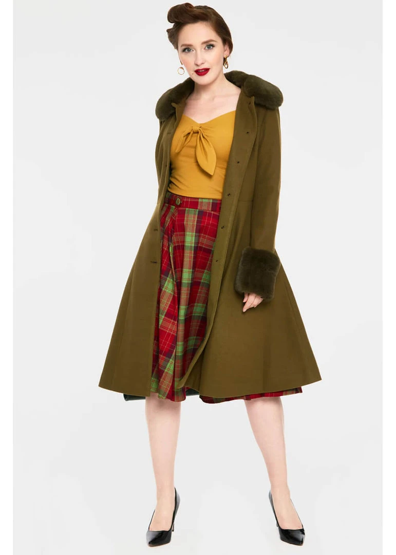 Voodoo Vixen Erin 40's Coat Olive Green