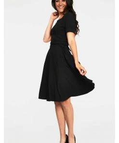 New In Voodoo Vixen Lucia 50's Midi Swing Dress Black