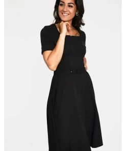 New In Voodoo Vixen Lucia 50's Midi Swing Dress Black