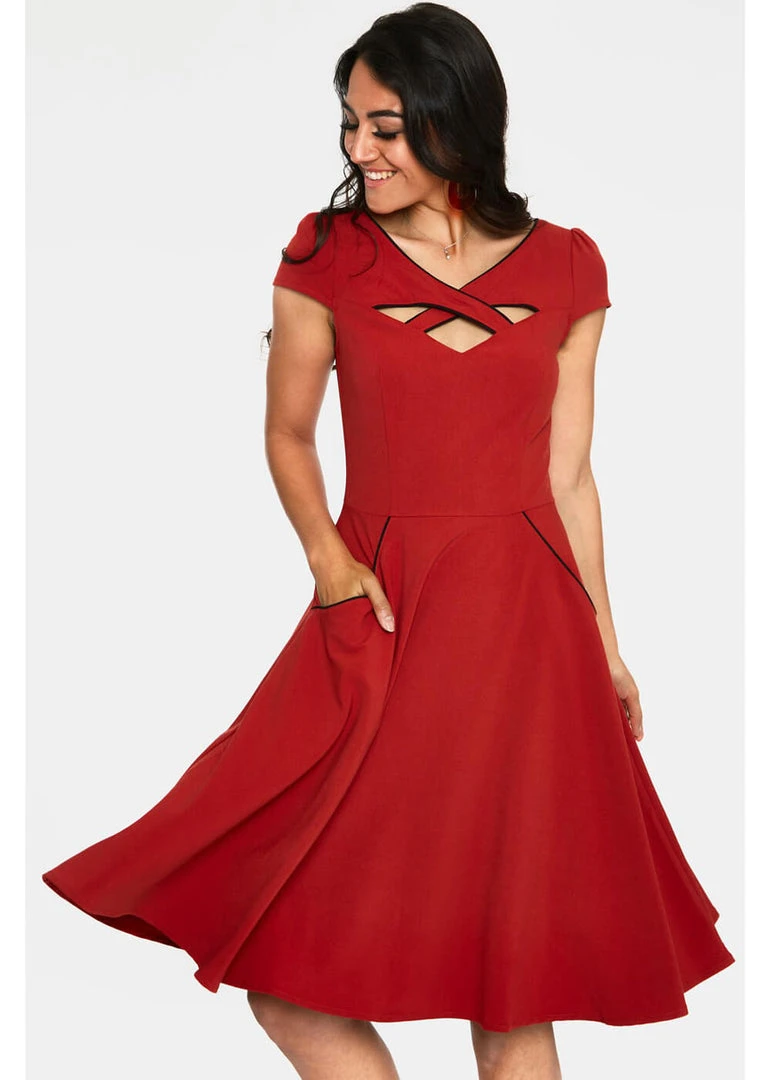 Voodoo Vixen Connie 50's Swing Dress Red