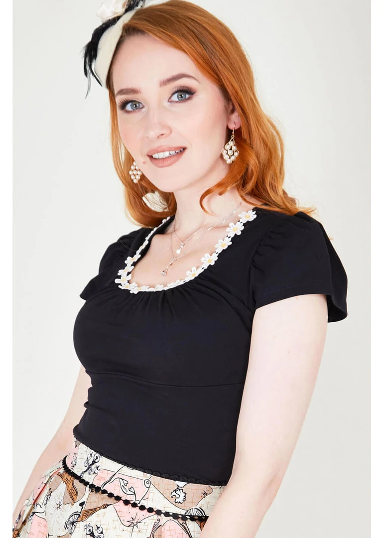 Voodoo Vixen Debbie Daisy 60's Top Black New In