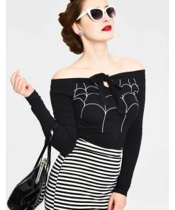 Voodoo Vixen Salma Spider Web 50's Top Black